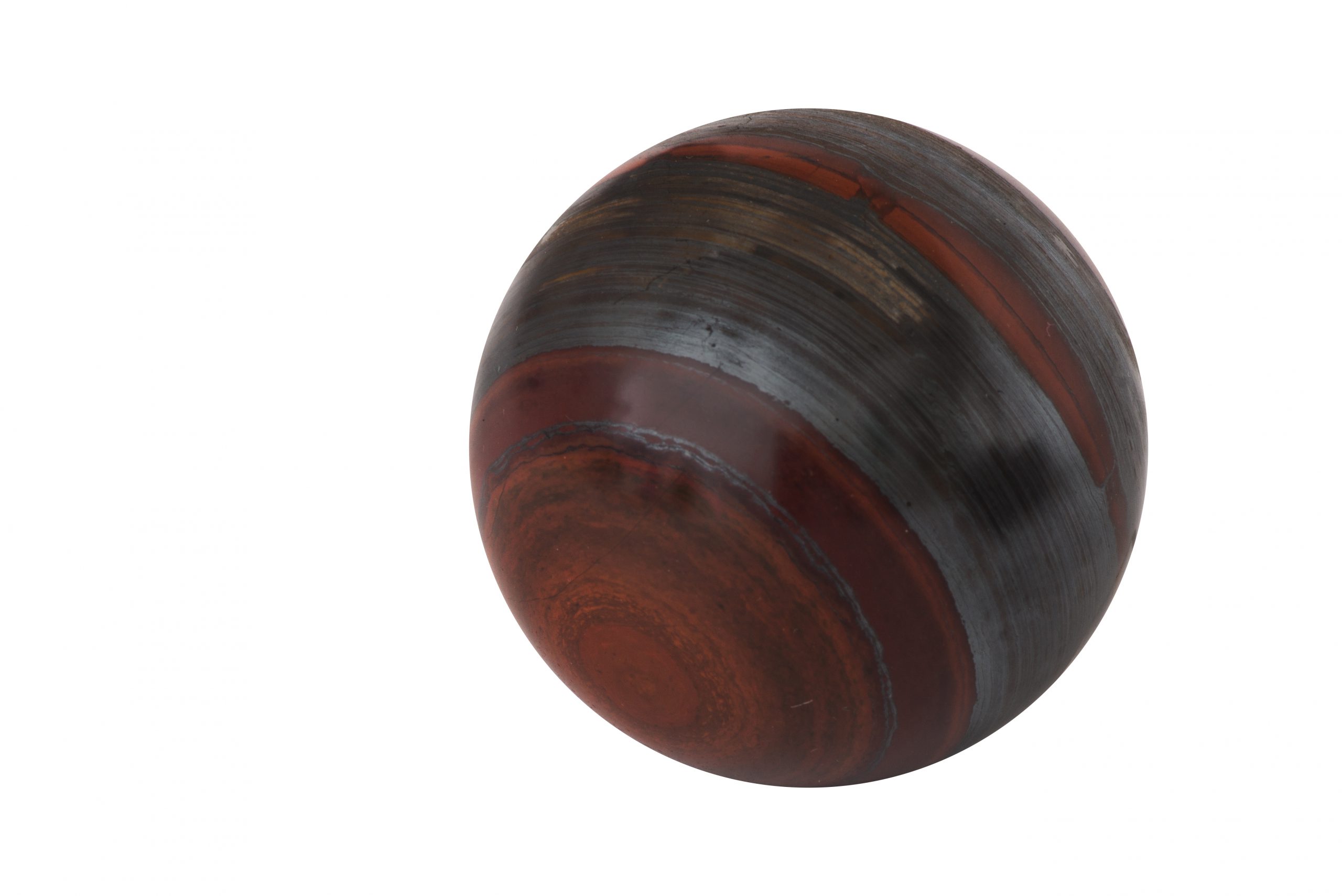 sphere of striped red and black stone